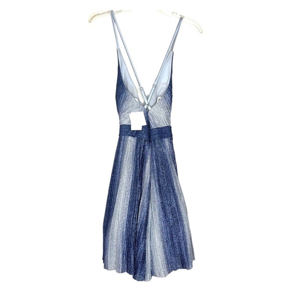 New Aqua Frozen Blue Ombre Pleated Mini Dress US 4 - Picture 6 of 12